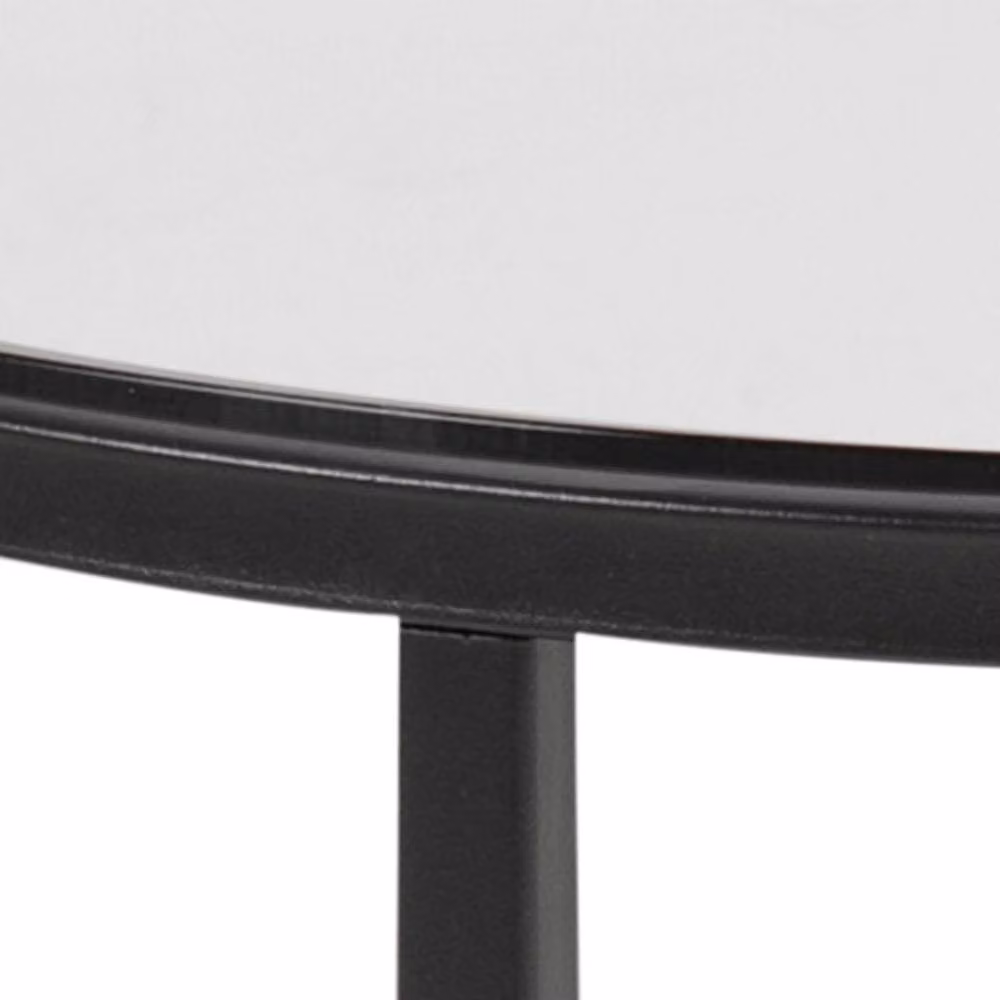 Wyld Haus Oakfern Round Side Table with Grey Smoked Glass Top and Matt Black Metal Base, W/D/H: 55 x 55 x 45 cm – 4
