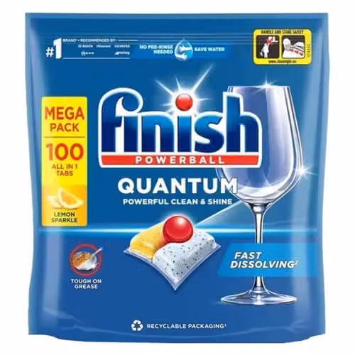 Finish Quantum All in One Dishwasher Tablets, Lemon Sparkle, 100 Count – 2
