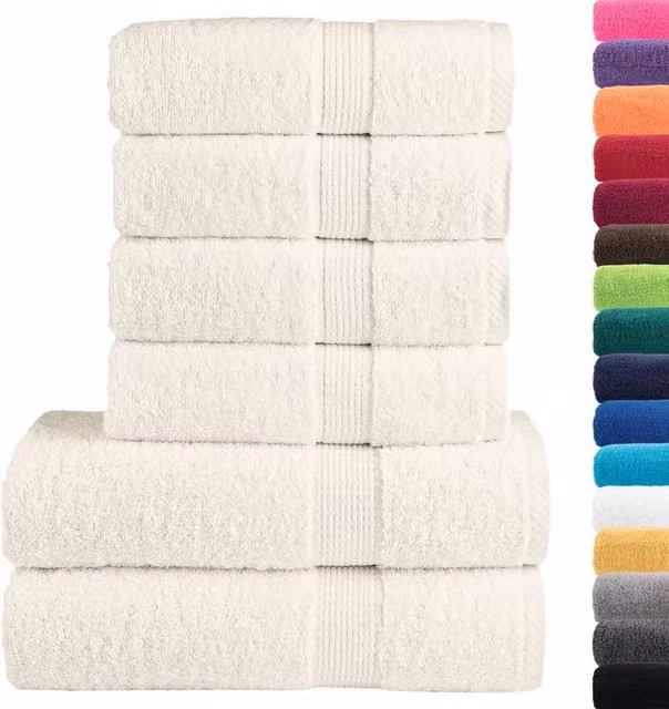 Berkfield Home SOLUND 6 Piece Premium Cotton Terry Towel Set in Beige, 600 gsm – 1