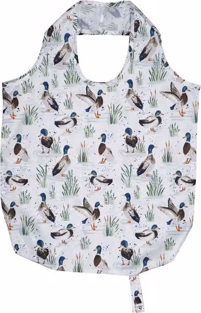 Ulster Weavers Farmhouse Ducks Packable Bag in Sage Green and Multicolour