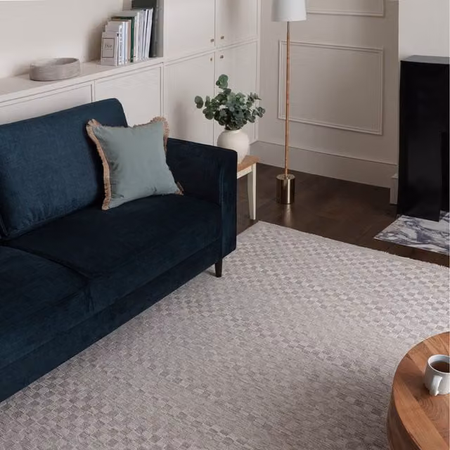 Furniturebox UK Grey Checkerboard Modern Rectangular Rug, W: 230 cm, D: 160 cm