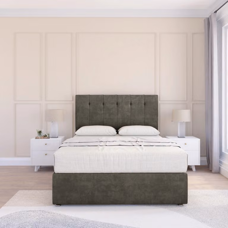 Sloomy Cambridge Divan Bed Base in Light Grey Velvet, Small Double, W/D/H: 120 x 200 cm