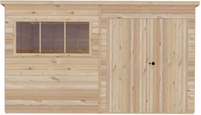 Shires Ranger Double Door Wooden Garden Shed in Beige, W: 359 cm, D: 299 cm, H: 213.9 cm