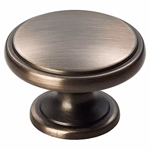 Loops 2 Pack Gun Metal Brushed Ring Domed Cupboard Door Knobs, Diameter: 3.85 cm – 2