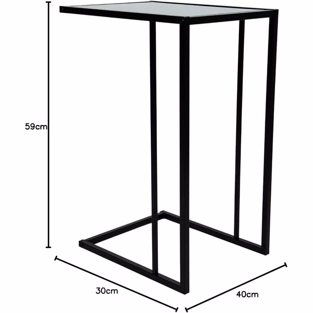 Kelvenix C-Shaped Sofa Side End Table in Black – 2