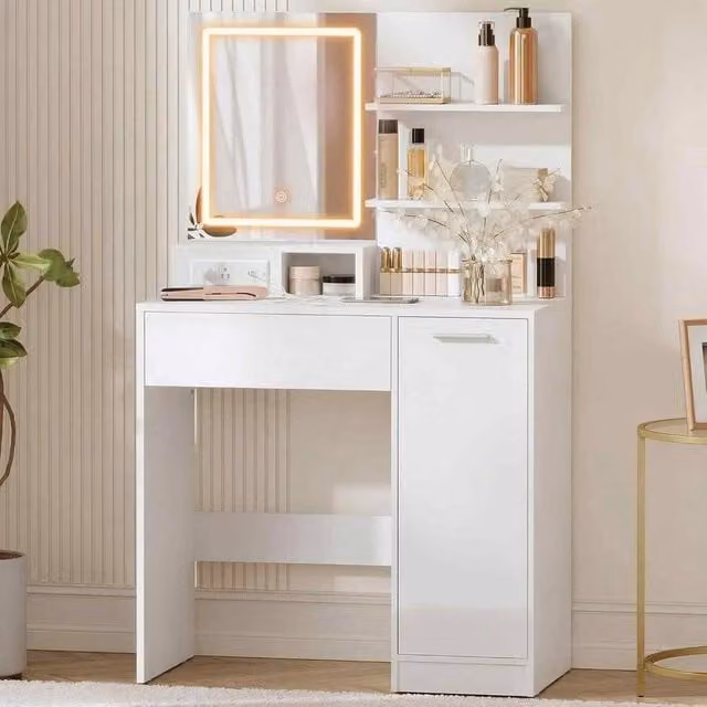 The Bazaarist Modern Hollywood LED Vanity Table in White – 1