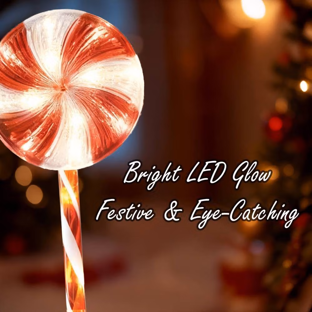Shatchi Red Lollipop Candy Cane LED Lights Set of 4 with 72 LEDs and 8 Modes, Height: 63 cm – 3