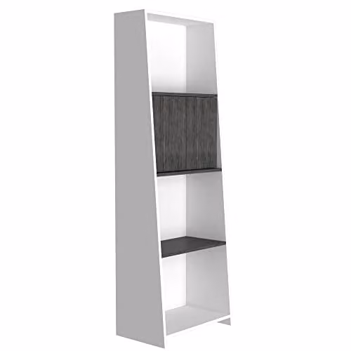 Core Products Dallas Tall Bookcase with Doors in White and Grey – 1