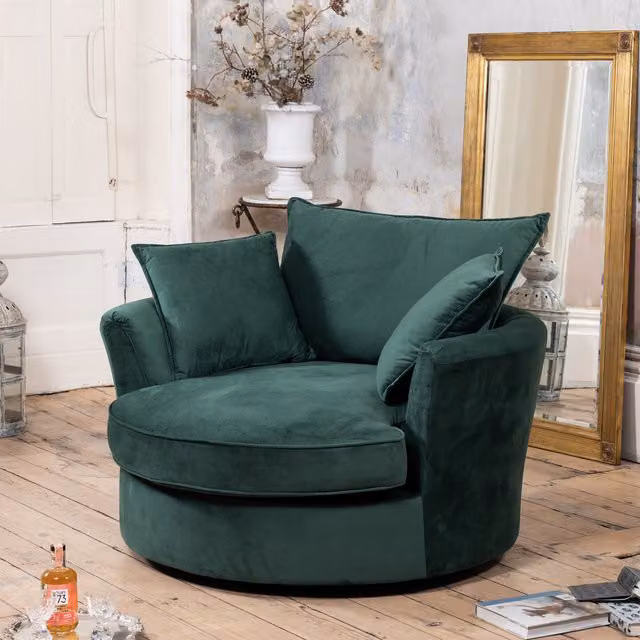 Artemis Home Havana Green Velvet Swivel Base Cuddle Chair