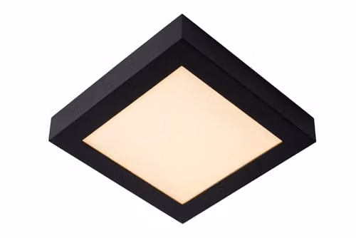 Lucide Brice Square LED Dimmable Flush Ceiling Light for Bathrooms, Black