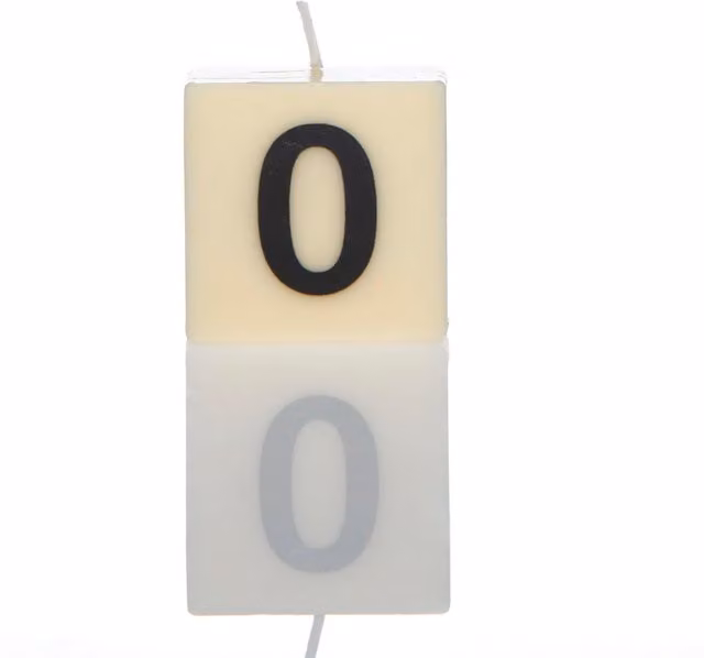 Boxer Gifts White Number 0 Birthday Candle