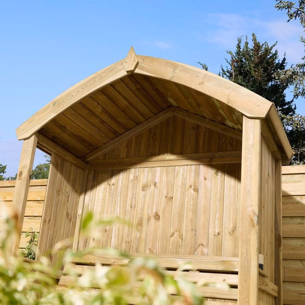 Rowlinson Harrogate Three Seat Timber Garden Arbour in Brown, W177 x D84 x H215 cm – 3
