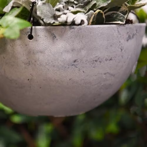 Garden Gear Marble Effect Hanging Basket Planter in White and Grey, Diameter: 25 cm – 3