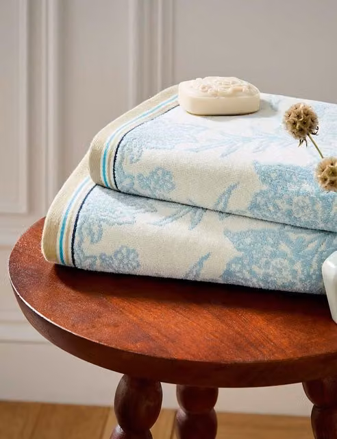 Bedeck of Belfast Reya/Emira Pure Cotton Floral Terry Towel in Petrol and Multicolour Teal Mix
