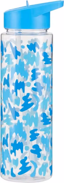 Orsina Blue Shark Water Bottle, Portable Transparent PP Plastic Bottle with Spout Lock and Carry Handle, 680 ml