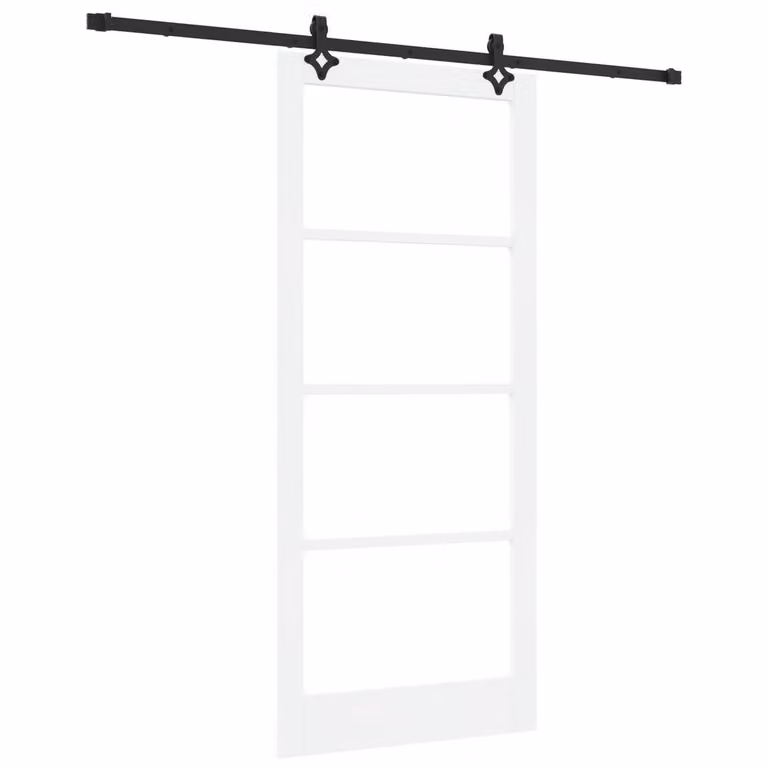 Berkfield Home Modern Sliding Door with Hardware Set in White Lacquered Wood, W: 93 cm, H: 211 cm