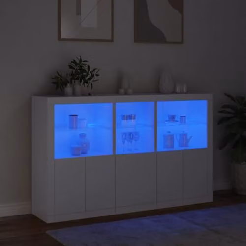 vidaXL Modern White Sideboard with Integrated LED Lights W/D/H: 162 x 37 x 100 cm – 2