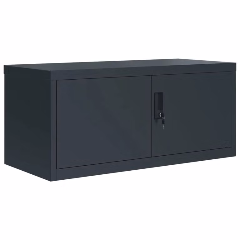 Berkfield Home Anthracite Steel File Cabinet with Hinged Doors and Adjustable Shelves, W/D/H: 90 x 40 x 180 cm