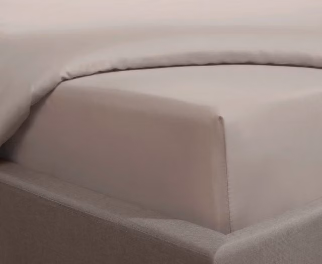 Smart Living 300 Thread Count 100% Cotton Mako Satin Anti-Allergy Fitted Sheet in Beige, W/D/H: 90 x 200 cm
