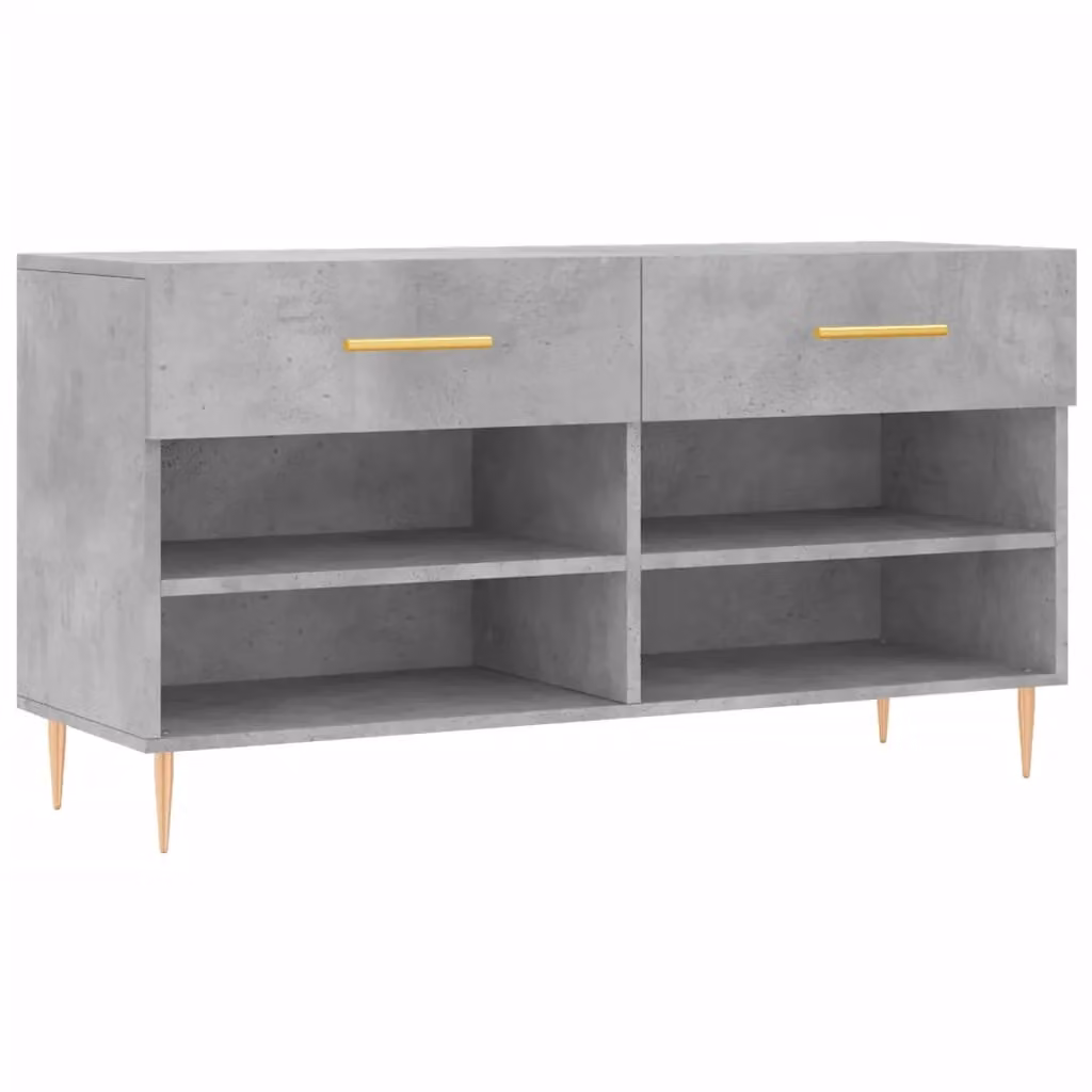 Berkfield Home Industrial Shoe Bench in Concrete Grey, W/D/H: 102 x 35 x 55 cm – 2