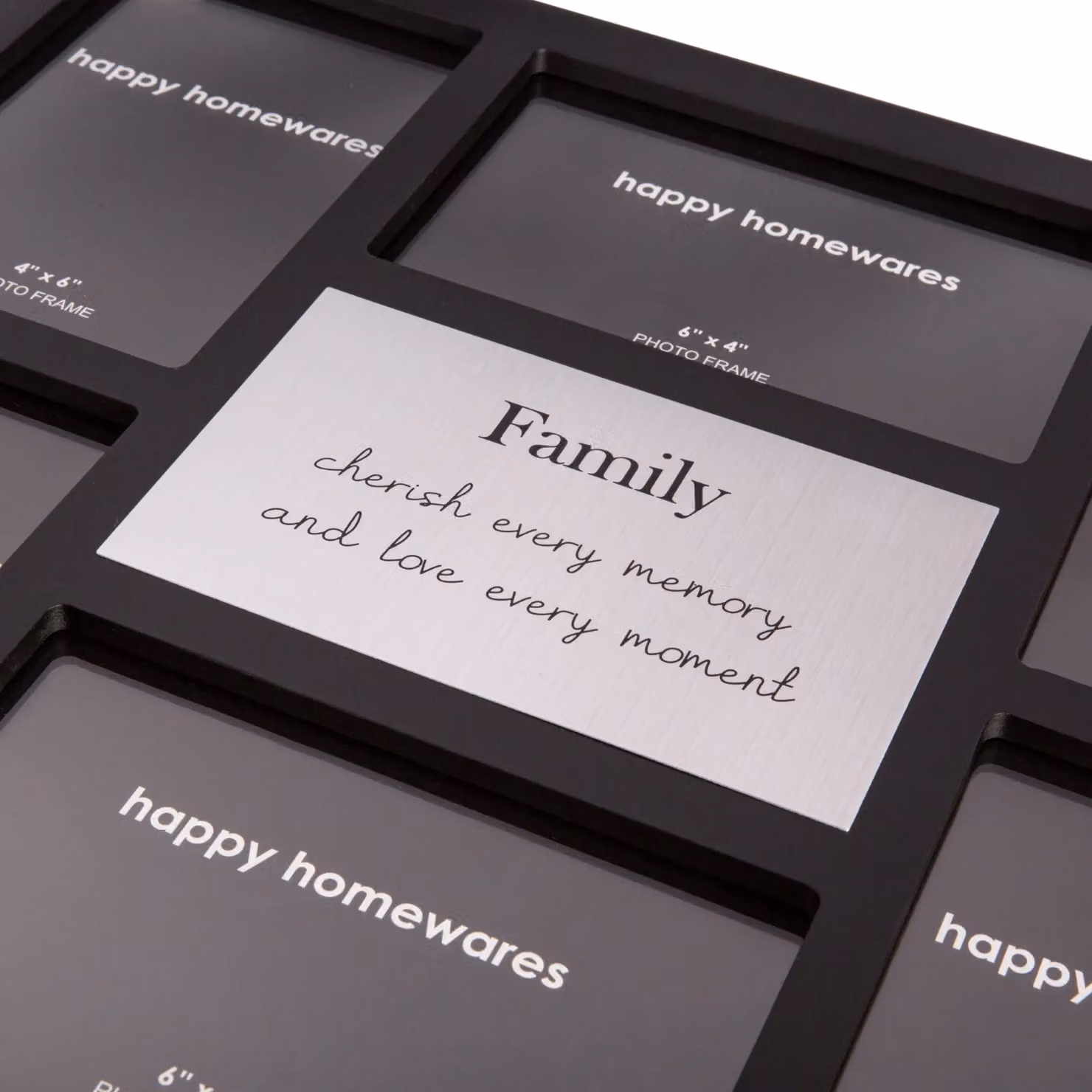 Happy Homewares Modern Black Multi Collage Rectangular Tabletop Picture Frame – 4
