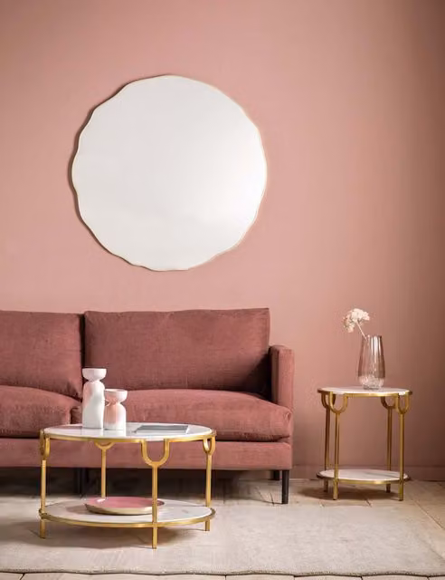 Gallery Direct Carano Extra Large Round Metal Wall Mirror in Gold