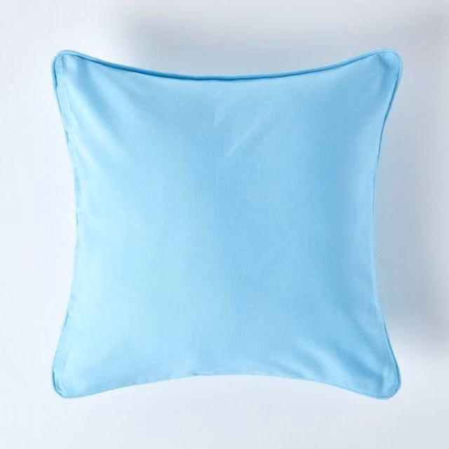 Homescapes Plain Blue Cotton Square Cushion Cover, 45 x 45 cm