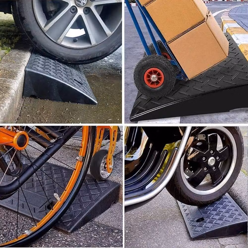 FLAVORA Heavy Duty Portable Kerb Ramps, 2 Pack, Black, W: 1000 cm, D: 52 cm – 5