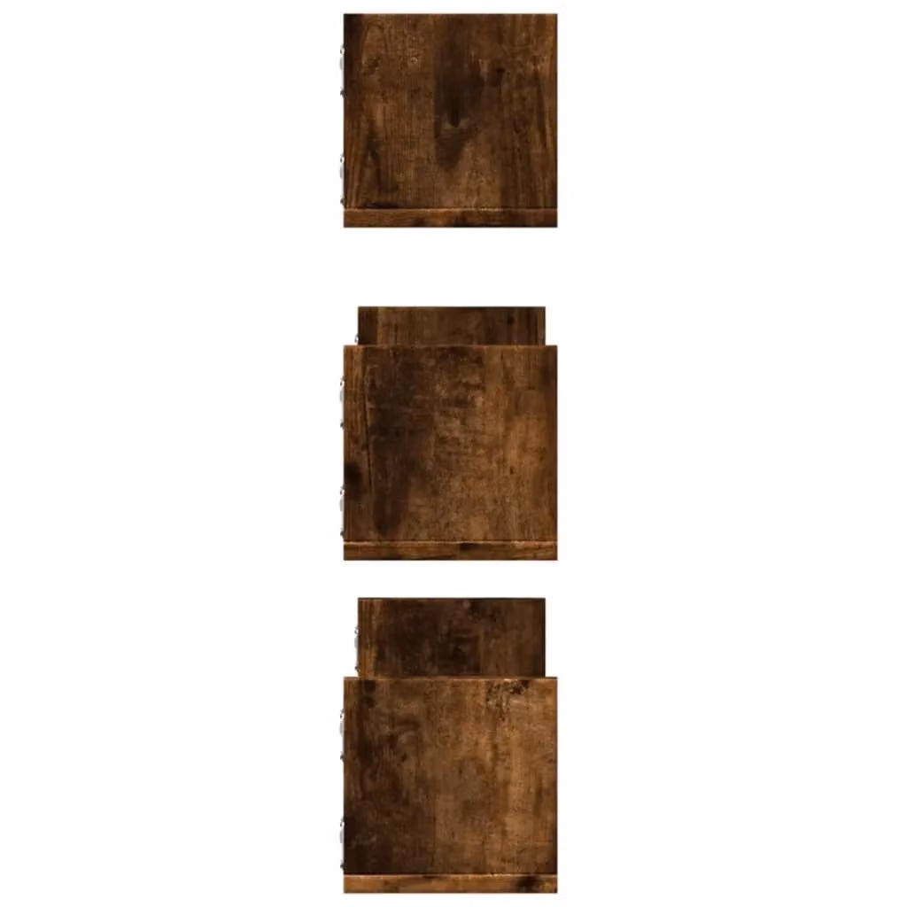 Berkfield Home Set of 3 Wall Mounted Shelves in Smoked Oak Brown, W/D/H: 58 x 18 x 18 cm – 4