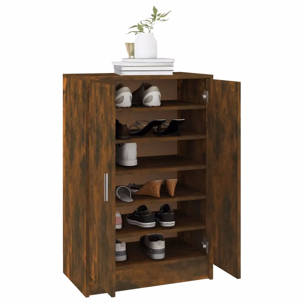 Berkfield Home Smoked Oak Shoe Cabinet in Brown, W/D/H: 60 x 35 x 92 cm – 3