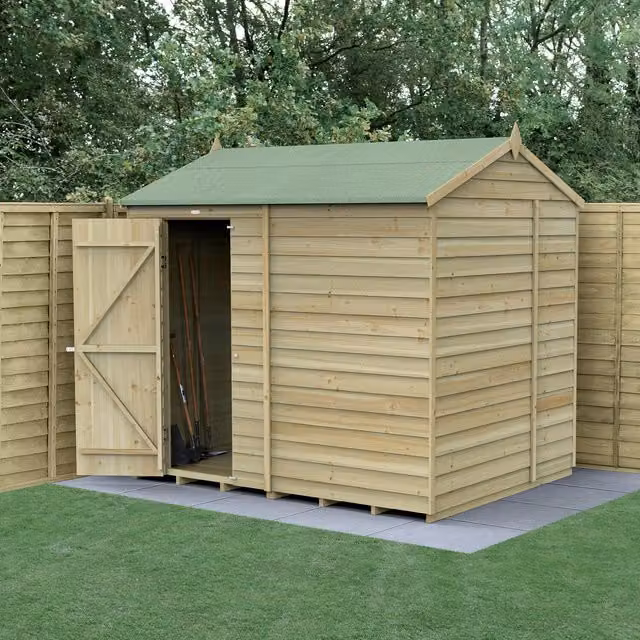 4LIFE Reverse Apex Wooden Garden Shed in Brown, W: 243.84 cm, D: 182.88 cm, H: 148.6 cm