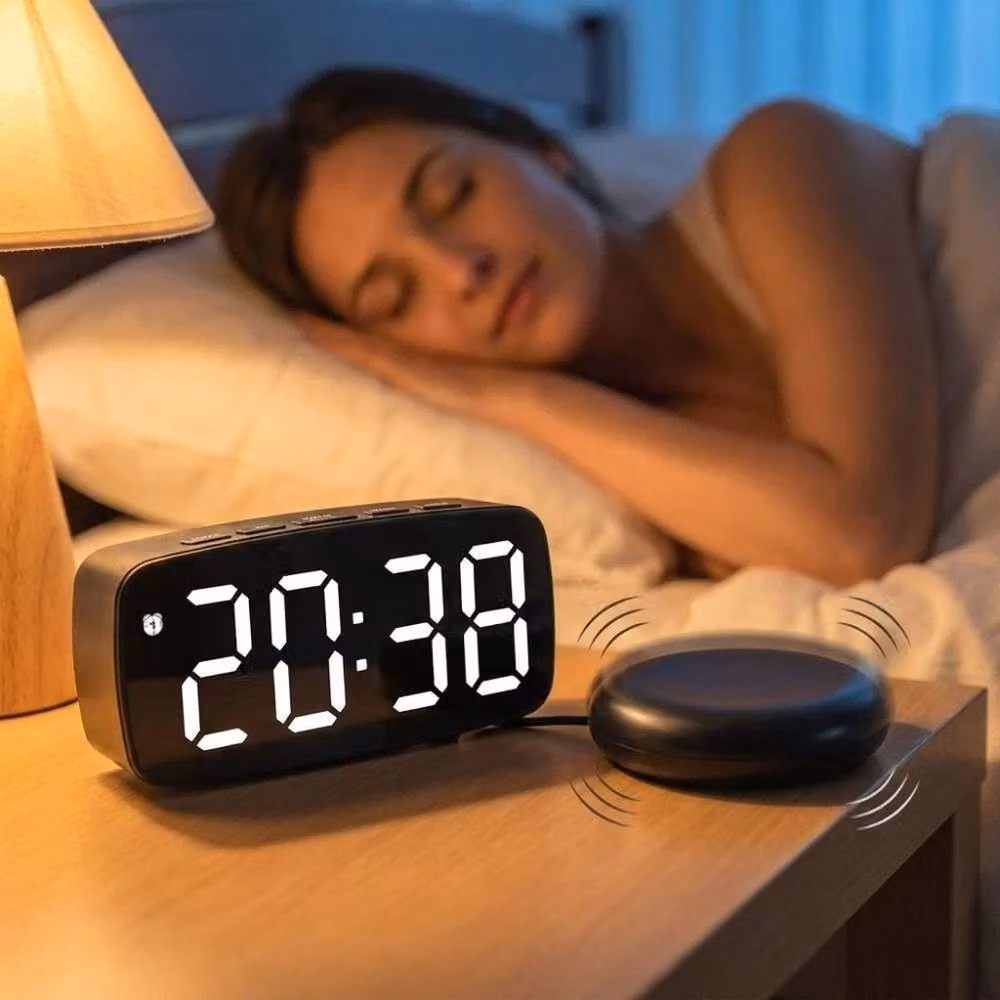 PAWNORA Alarm Clock Style C with Adjustable Brightness in Black and White – 4
