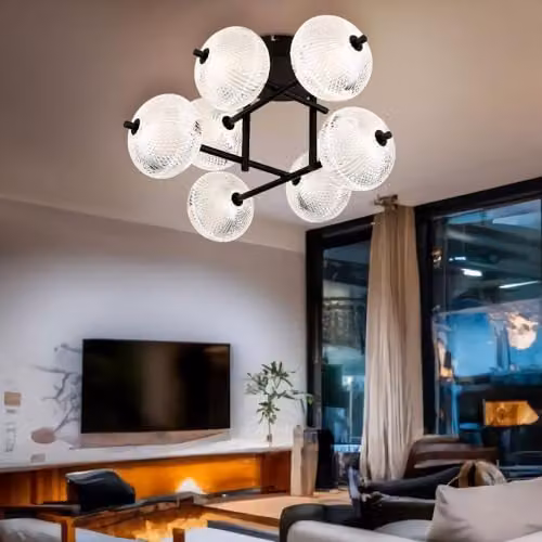 Globo Lighting Modern LED Ceiling Lamp in Black and Transparent with Included Bulbs – 2