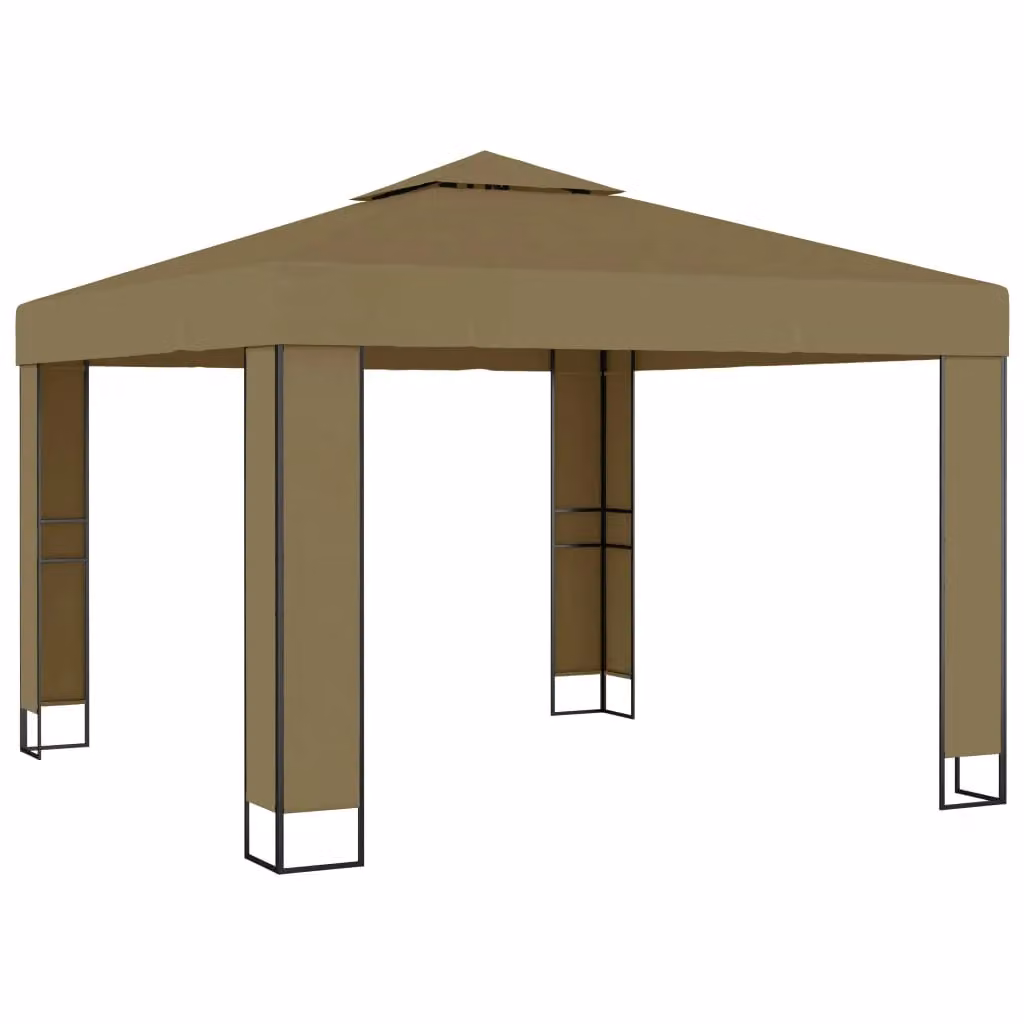 Berkfield Home Double Roof Gazebo in Beige, W: 3 m, D: 3 m, H: 2.7 m – 2