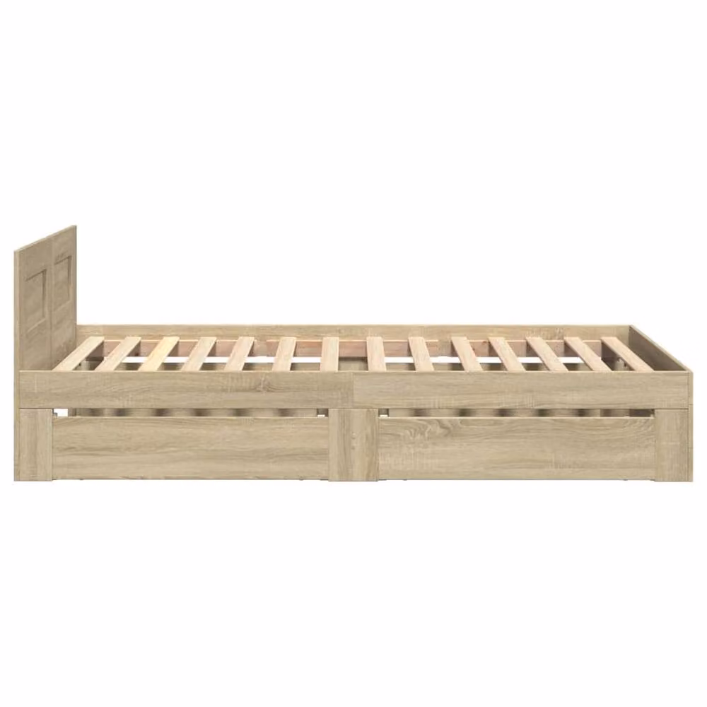 Berkfield Home Bed Frame with Headboard and Drawers in Light Oak, W/D/H: 100 x 200 cm – 3
