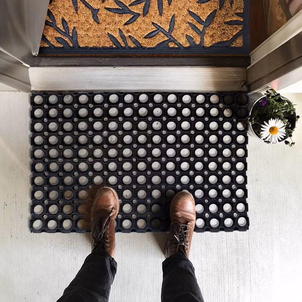 BARGAINS-GALORE Non-Slip Weatherproof Outdoor Rubber Door Mat in Black, W: 60 cm, D: 40 cm – 2