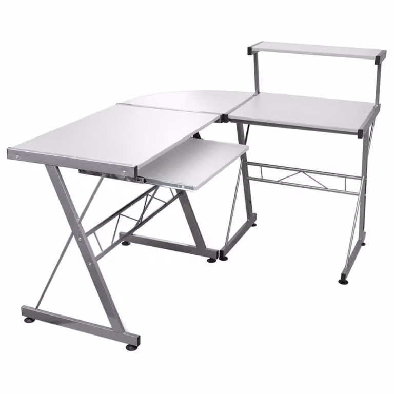 Berkfield Home Modern White Corner Computer Desk W/D/H: 132 x 112 x 99 cm