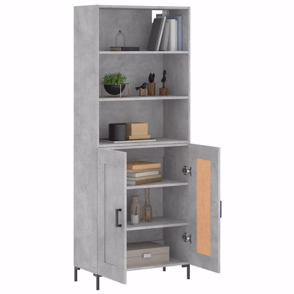 Berkfield Home Highboard in Concrete Grey, W: 69.5 cm, D: 34 cm, H: 180 cm – 3