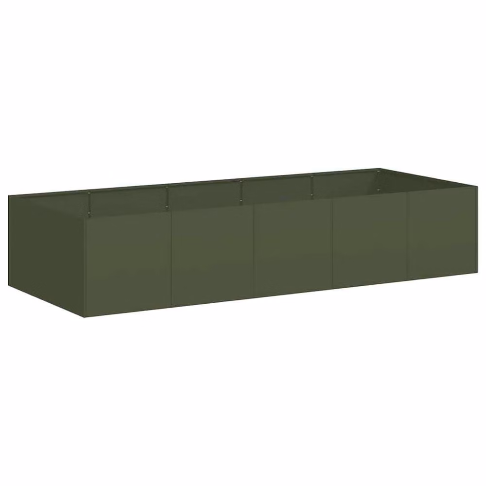 Berkfield Home Steel Planter in Olive Green, W/D/H: 200 x 80 x 40 cm – 2
