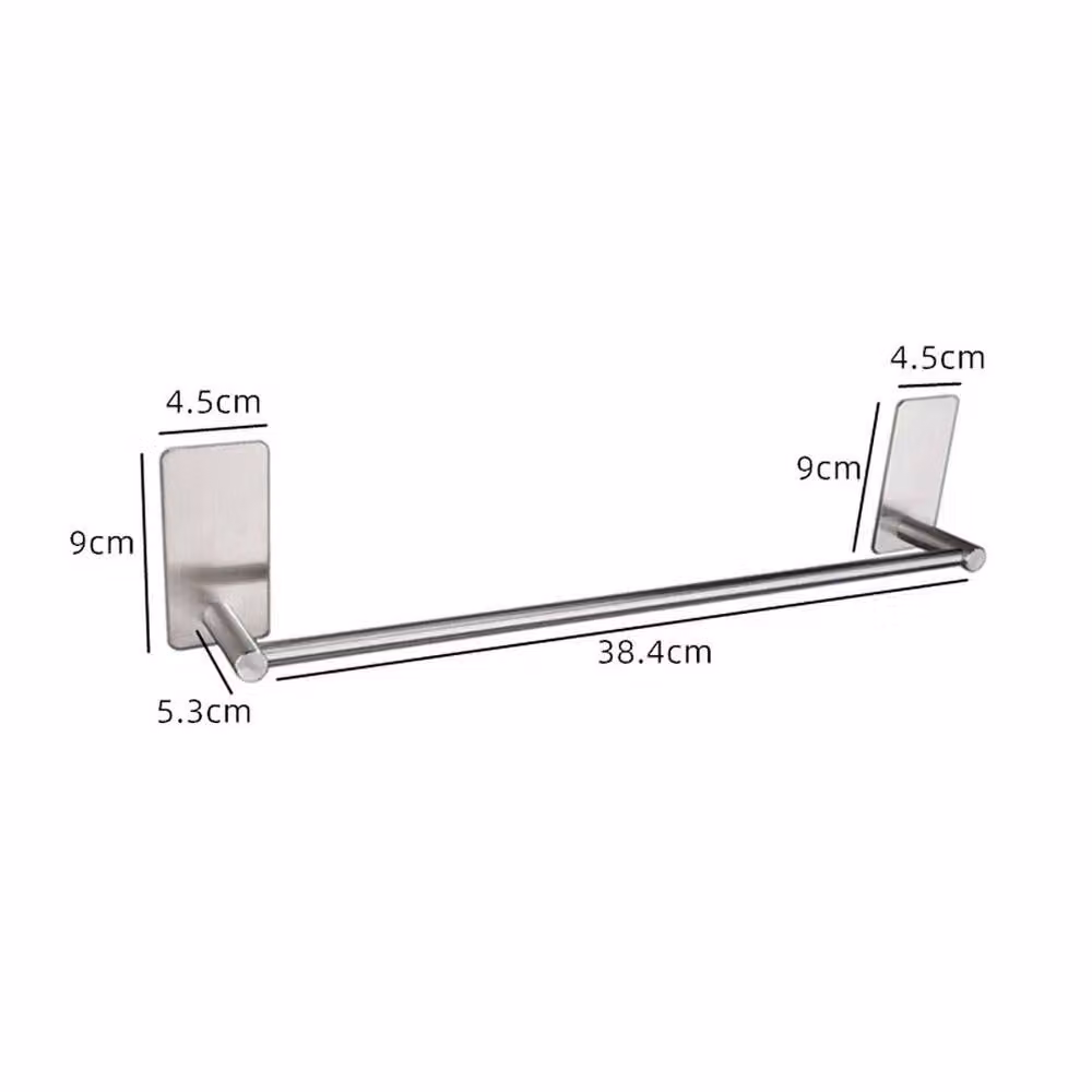 KORVIXA Self-Adhesive Stainless Steel Stick On Towel Racks in Silver – 2