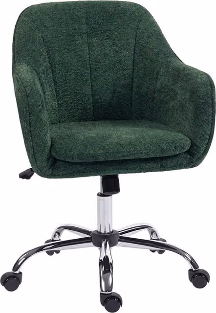 HOMCOM Modern Green Velvet Task Chair with Armrests and Castors – 1