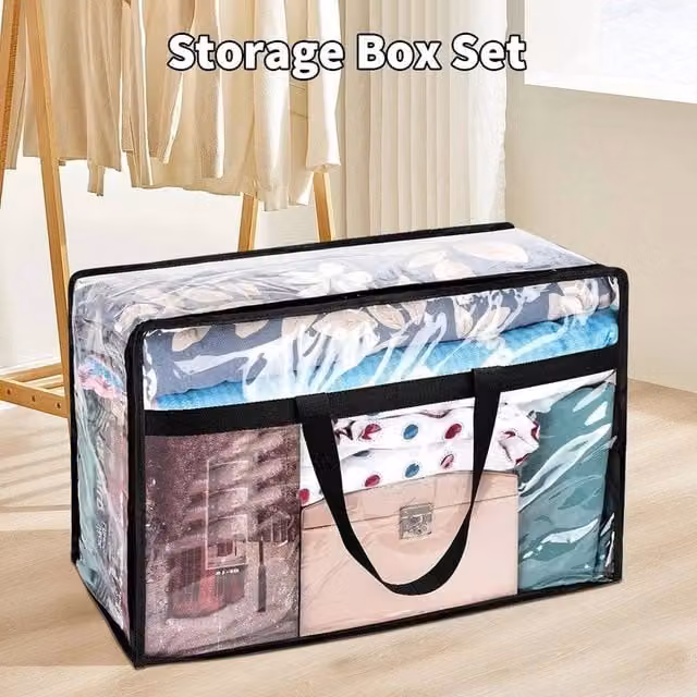 FORGEVIO Transparent PVC Zipped Storage Bag with Handles and Lid, Width: 50 cm – 1