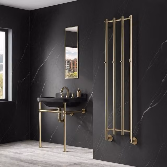 AQUARIUS DigiTherm Solara Dry Electric Radiator with LCD Display in Gold and Stainless Steel – 1