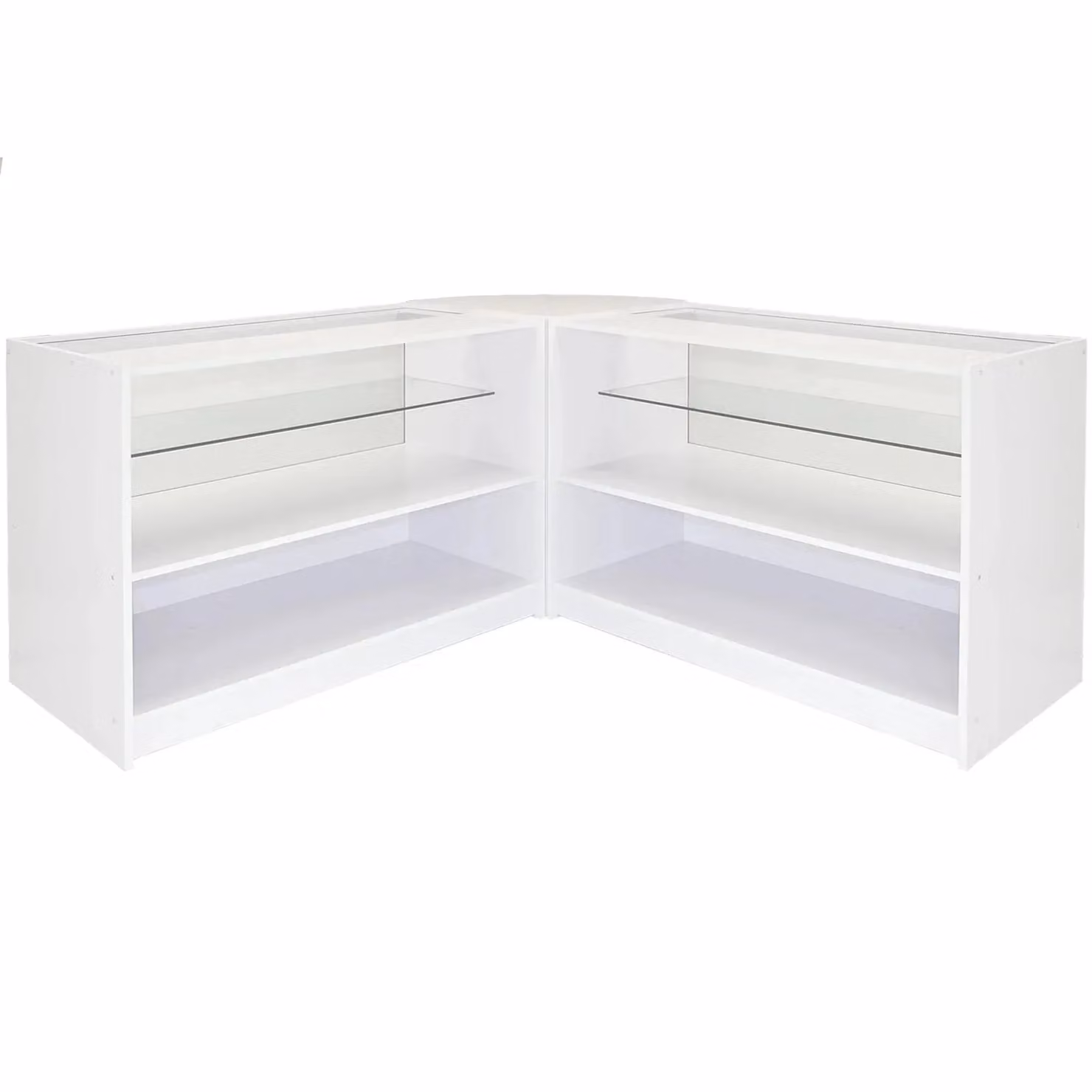 Monstershop Gemini C1200 Corner Display Cabinet in Brilliant White with Glass Doors and Internal Shelves, W/D/H: 120 x 60 x 90 cm