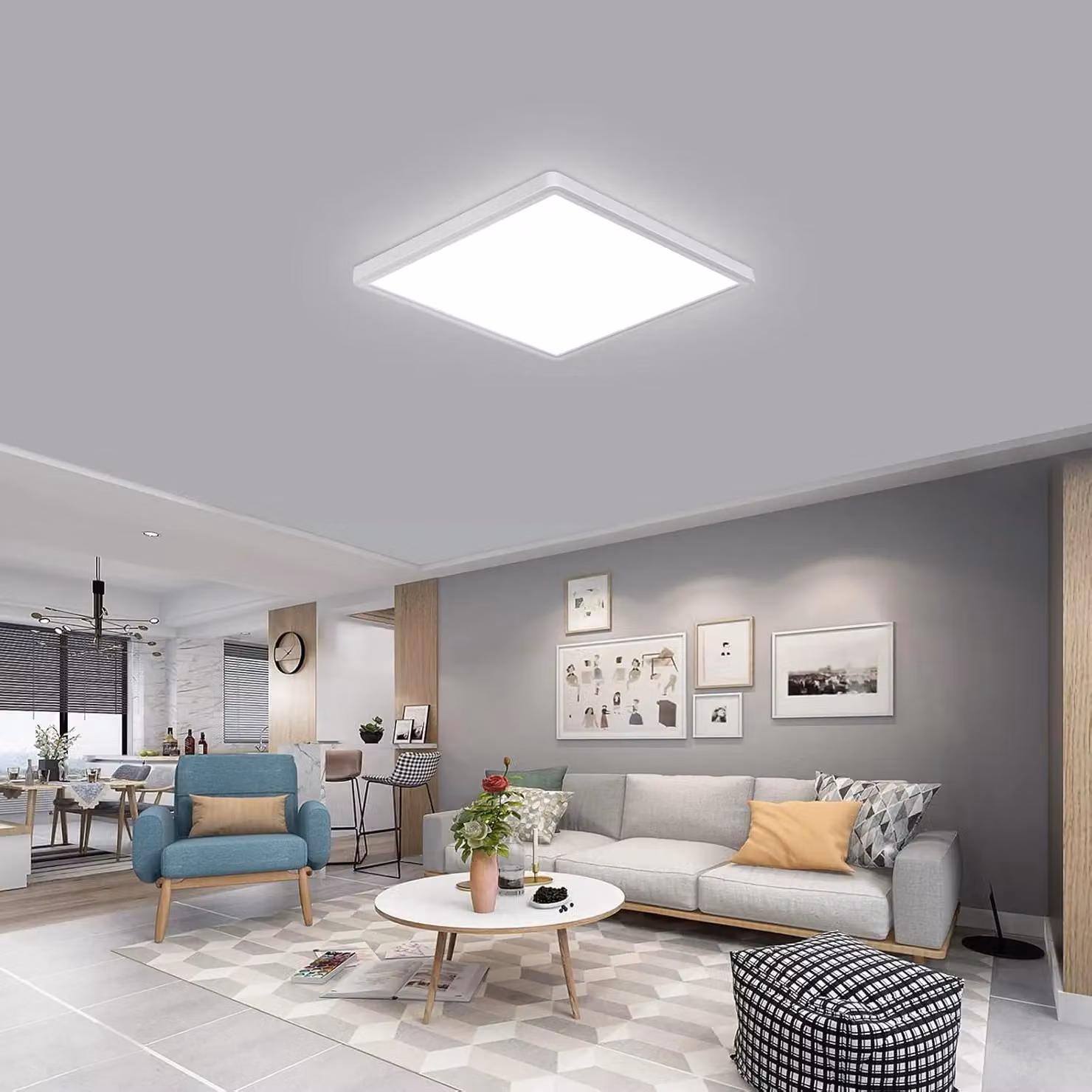 COMELY Modern Square LED Flush Ceiling Light, 24W, White, 6500K Cool White – 2