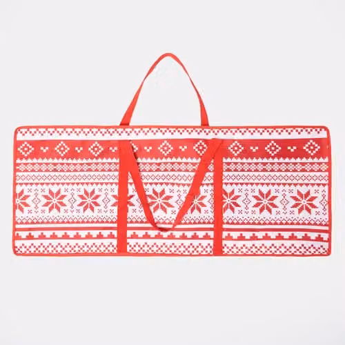OHS Nordic Christmas Wrapping Paper Storage Organiser Bag in Red and White