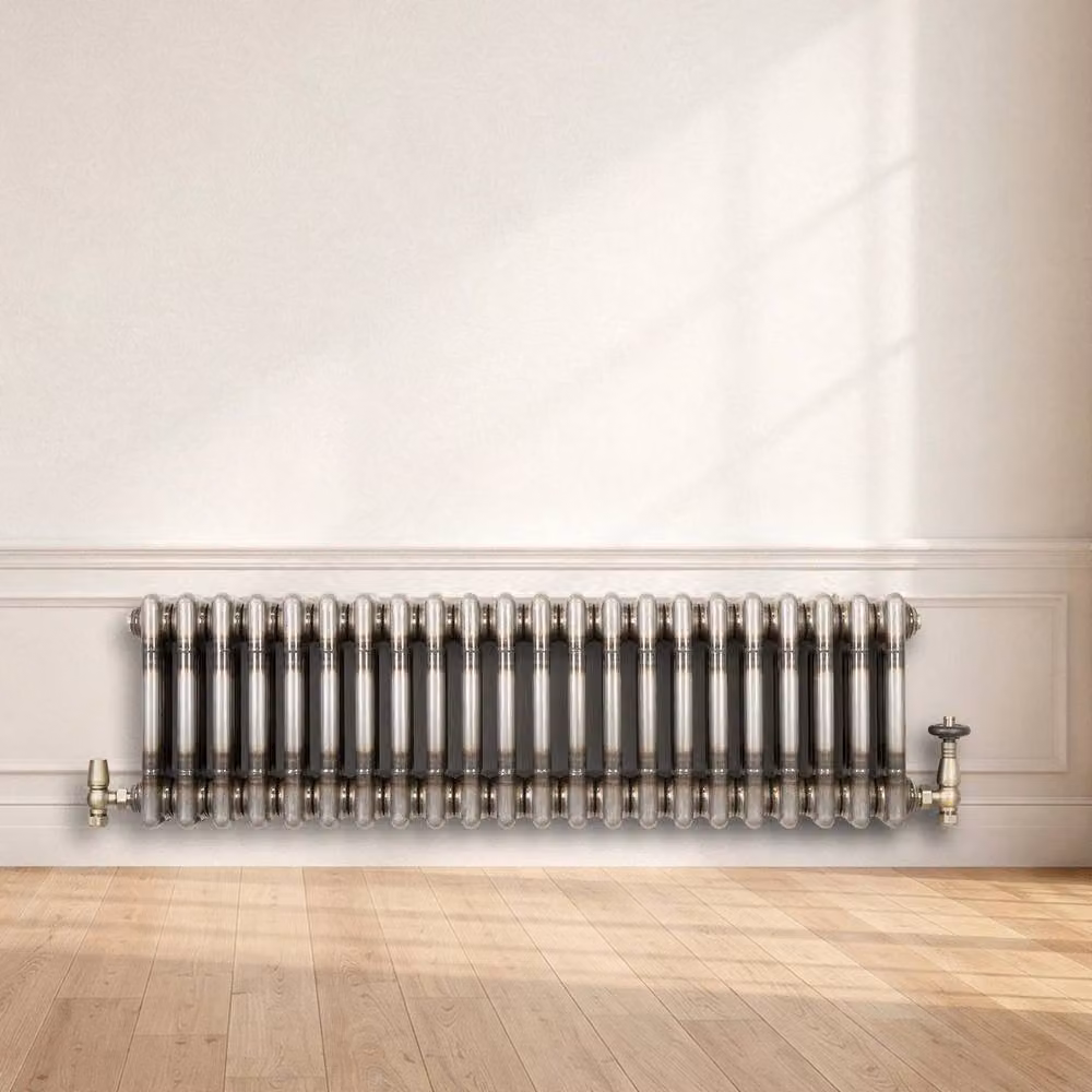 Monstershop Traditional 3 Column Steel Radiator in Silver, W: 30 cm, H: 83 cm, D: 3 cm – 4