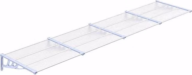 Berkfield Home Polycarbonate and Aluminium Door Canopy in Grey and Transparent, W: 396 cm, D: 90 cm, H: 90 cm