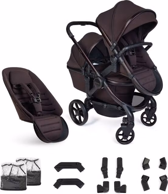 iCandy Peach 8 Double Complete Bundle 3-in-1 Convertible Kombi Stroller in Coffee Bean Brown