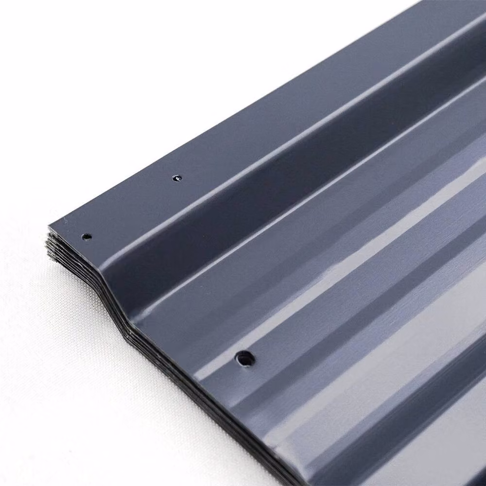 FLAVORA 12-Piece Dark Grey Corrugated Galvanised Metal Roof Sheets, W: 52 cm, L: 1000 cm – 4